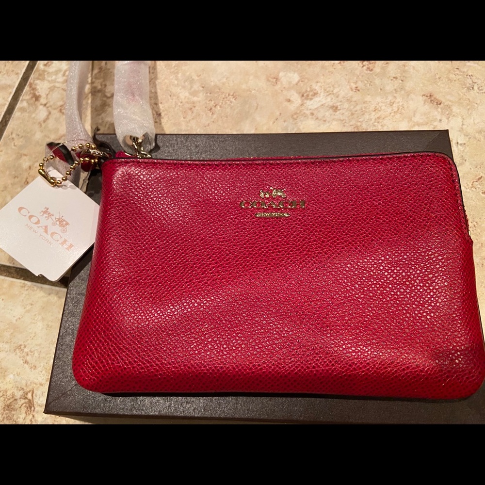 Coach red wristlet